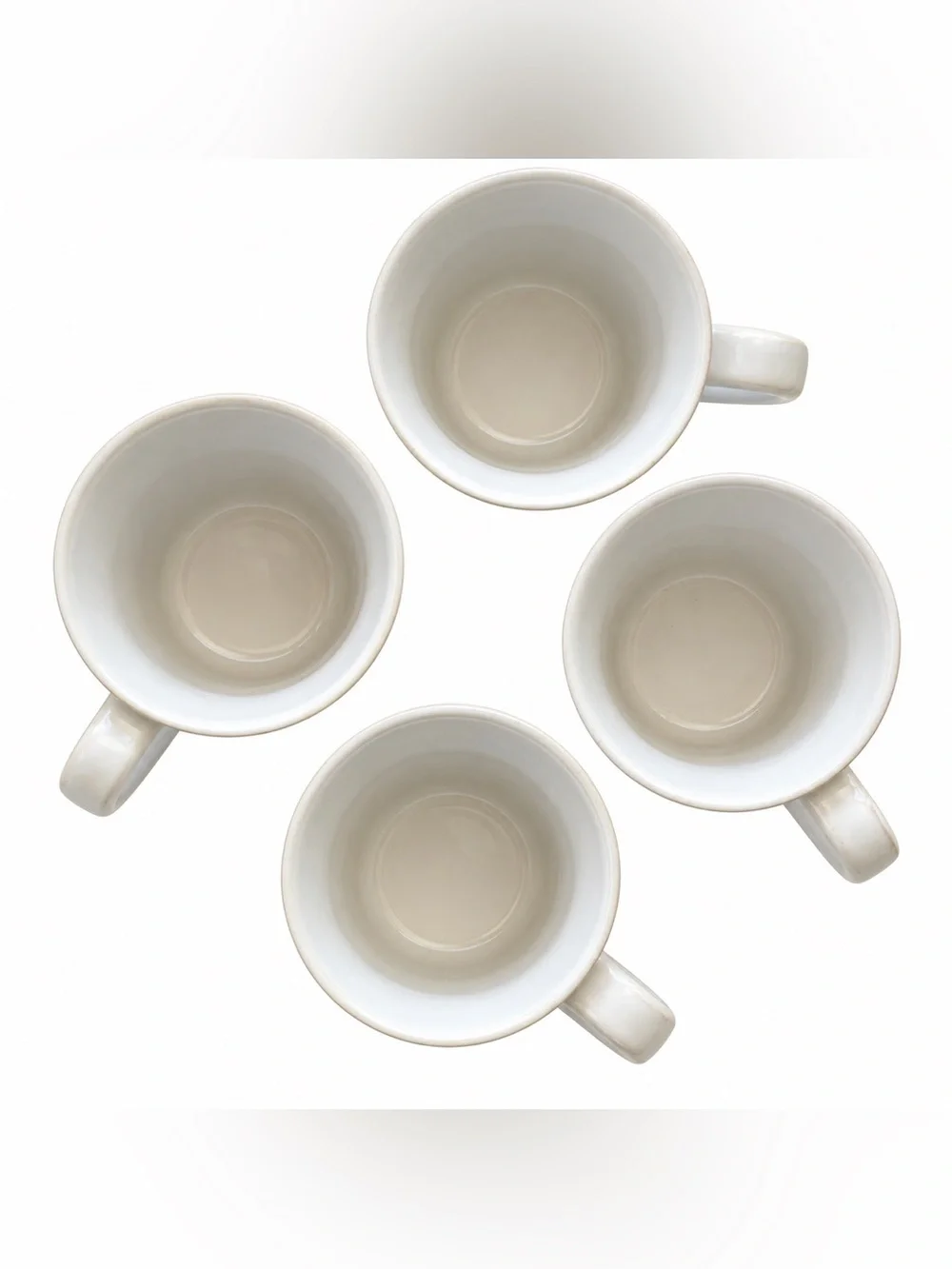 Pottery Barn Set of 4 Ivory Beaded Stoneware Coffee Mugs Handcrafted in Portugal